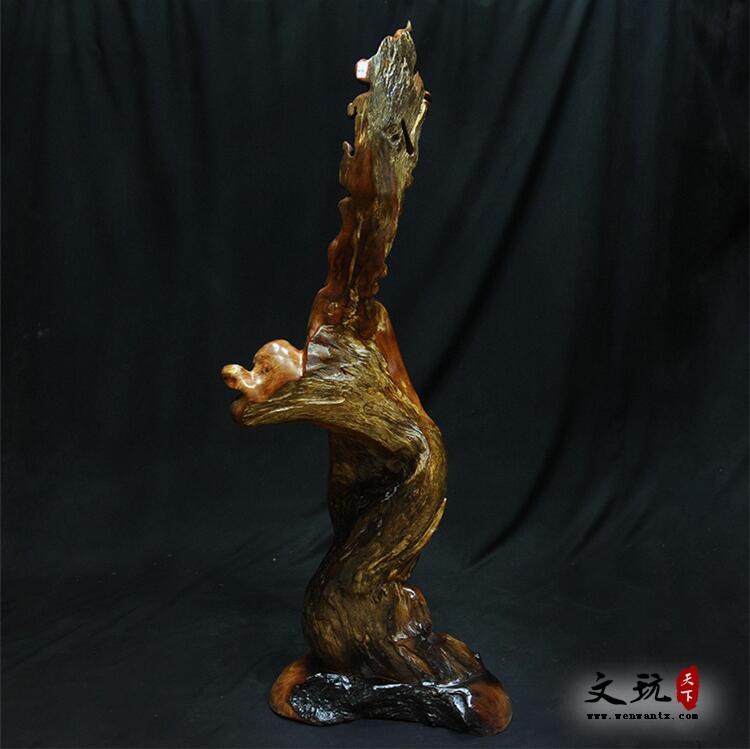 天然原木根雕老挝花梨艺术品办公家居观音摆件中国古典木质工艺品-5