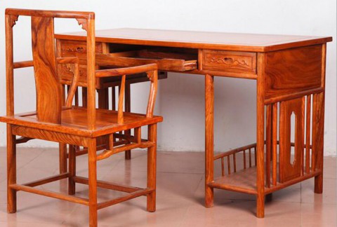 仿古中式全实木家用公司办公桌组合 明式红木电脑桌