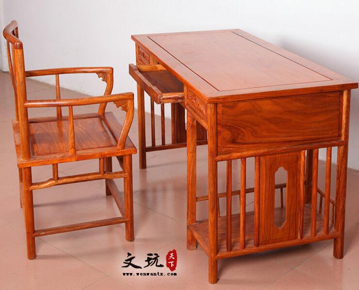 仿古中式全实木家用公司办公桌组合 明式红木电脑桌-2