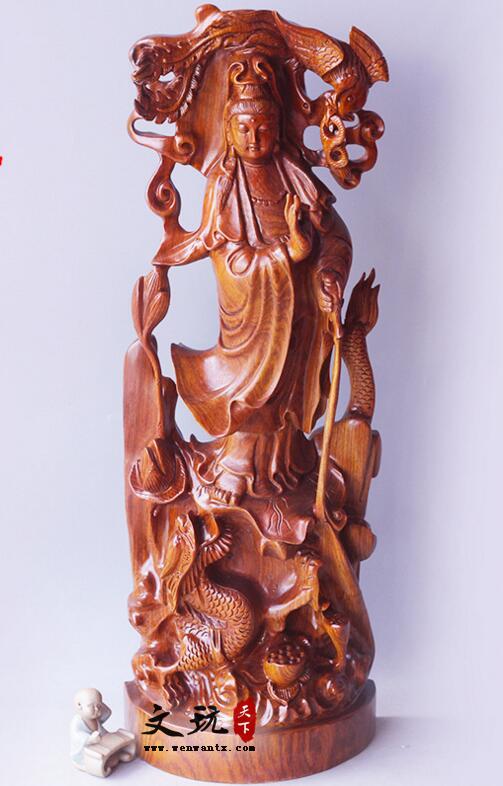 刺猬紫檀木实木雕刻工艺礼品摆件 80*27*12cm 龙凤观音佛像-1