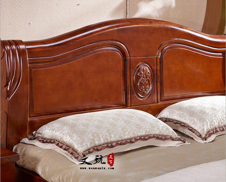 简约现代床雕花香樟木床全实木成人床卧室高箱床1米8双人床实木床-5